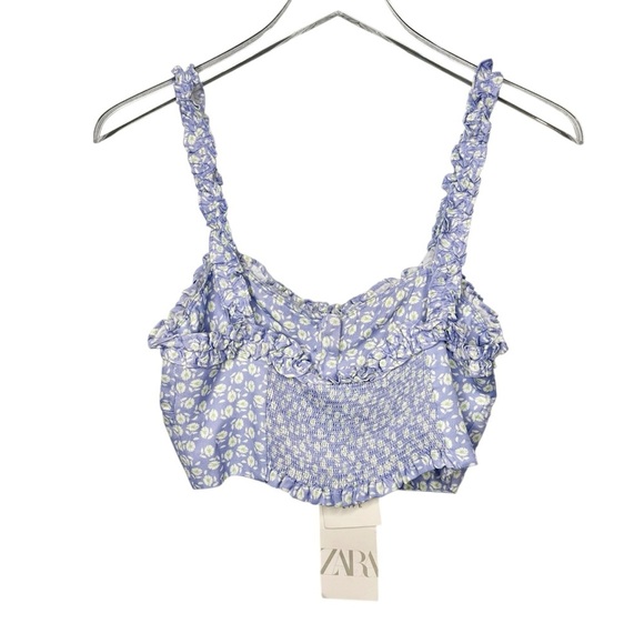 NWT Zara Purple Ditzy Floral Crop Top And Midi Slip Skirt Women’s Set Sz XS - Picture 6 of 12